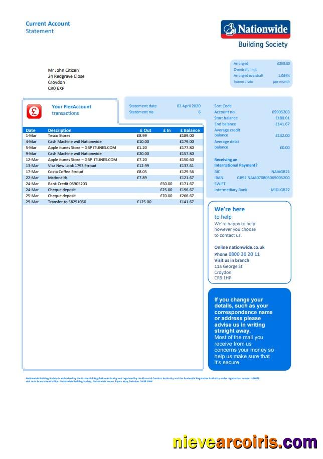 UK Nationwide utility bill